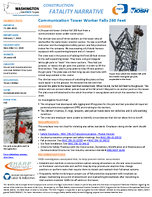 Construction Fatality Narrative Communication Tower Worker Falls 260 Feet