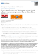 Severe Manifestations of Monkeypox Among People Who Are Immunocompromised Due to HIV or Other Conditions September 29 2022 0215 PM ET