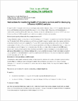Instructions for Monitoring Health of Laboratory Workers and for Destroying Influenza a H2N2 Samples Friday April 15 2005 020 EDT 1220 PM EDT