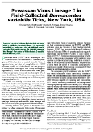Powassan Virus Lineage I in FieldCollected Dermacentor variabilis Ticks New York USA