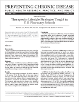 Therapeutic Lifestyle Strategies Taught in US Pharmacy Schools