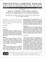 Impact of Maines Statewide Nutrition Policy on High School Food Environments