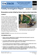 Excavation worker killed by flying rigging when hook fails
