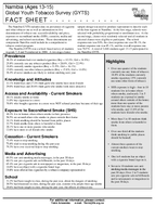 2004 Namibia Ages 1315 Global Youth Tobacco Survey GYTS Fact Sheet