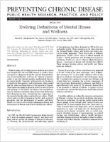 Evolving Definitions of Mental Illness and Wellness
