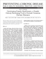 Developing Family Healthware a Family History Screening Tool to Prevent Common Chronic Diseases