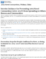 2019 Novel Coronavirus 2019nCoV Wuhan China Interim guidance for preventing 2019 novel coronavirus 2019nCoV from spreading to others in homes and communities