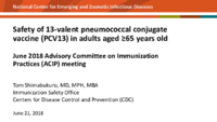 Safety of 13valent pneumococcal conjugate vaccine PCV13 in adults aged 65 years old