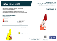 NH Congressional District 02 Heart Disease and Federally Qualified Health Centers Map 118th Congress