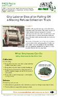 FACE Facts City Laborer Dies After Falling off a Moving Refuse Collection Truck