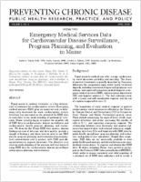 Emergency Medical Services Data for Cardiovascular Disease Surveillance Program Planning and Evaluation in Maine