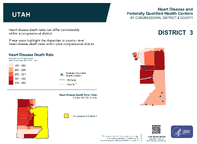 UT Congressional District 03 Heart Disease and Federally Qualified Health Centers Map 118th Congress