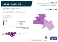 NC Congressional District 14 Stroke and Federally Qualified Health Centers Map 118th Congress