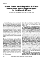 Slave Trade and Hepatitis B Virus Genotypes and Subgenotypes in Haiti andAfrica
