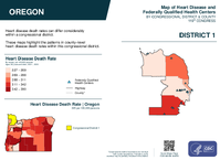 OR Congressional District 01 Heart Disease and Federally Qualified Health Centers Map 119th Congress