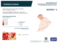 PA Congressional District 06 Heart Disease and Federally Qualified Health Centers Map 118th Congress