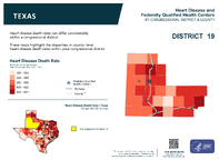 TX Congressional District 19 Heart Disease and Federally Qualified Health Centers Map 118th Congress