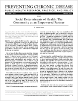 Social Determinants of Health The Community as an Empowered Partner