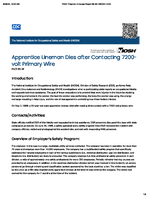 Apprentice Lineman Dies after Contacting 7200volt Primary Wire
