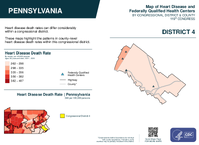 PA Congressional District 04 Heart Disease and Federally Qualified Health Centers Map 119th Congress