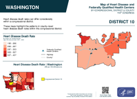 WA Congressional District 10 Heart Disease and Federally Qualified Health Centers Map 119th Congress