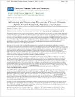 Advancing and Improving Preventing Chronic Disease Public Health Research Practice and Policy