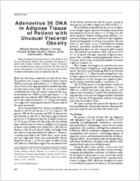 Adenovirus 36 DNA in Adipose Tissue of Patient with Unusual Visceral Obesity