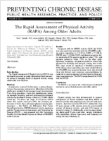 The Rapid Assessment of Physical Activity RAPA Among Older Adults