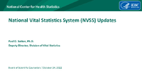 National Vital Statistics System NVSS Updates