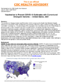 Vaccination to Prevent COVID19 Outbreaks with Current and Emergent Variants  United States 2021 July 27 2021 400 PM ET
