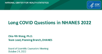 Long COVID questions in NHANES 2022