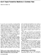 Dont teach preventive medicine a contrary view