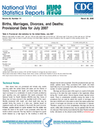 Births Marriages Divorces and Deaths Provisional Data for July 2007