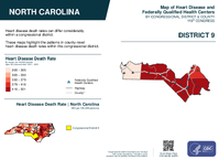 NC Congressional District 09 Heart Disease and Federally Qualified Health Centers Map 119th Congress