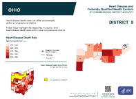 OH Congressional District 05 Heart Disease and Federally Qualified Health Centers Map 118th Congress