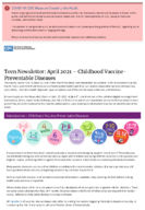 Teen newsletter April 2021  Childhood vaccinepreventable diseases