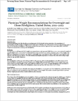 Physician Weight Recommendations for Overweight and Obese Firefighters United States 20112012