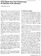 Home health care cost effectiveness an overview of the literature
