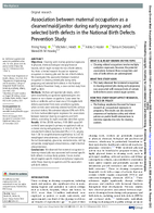 Association Between Maternal Occupation as a CleanerMaidJanitor During Early Pregnancy and Selected Birth Defects in the National Birth Defects Prevention Study