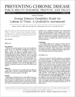 Energy Balance Feasibility Study for Latinas in Texas A Qualitative Assessment