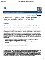 Crew Foreman Electrocuted When He Contacts Energized Conductor in South Carolina FACE 9129