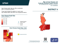 UT Congressional District 04 Heart Disease and Federally Qualified Health Centers Map 119th Congress