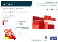 MO Congressional District 07 Heart Disease and Federally Qualified Health Centers Map 118th Congress
