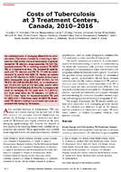 Costs of Tuberculosis at 3 Treatment Centers Canada 20102016