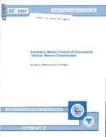 Report of Investigations 9387 Accessory Metals Content of Commercial Titanium Mineral Concentrates