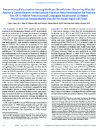Pneumococcal Vaccination Among Medicare Beneficiaries Occurring After the Advisory Committee on Immunization Practices Recommendation for Routine Use Of 13Valent Pneumococcal Conjugate Vaccine and 23Valent Pneumococcal Polysaccharide Vaccine for Adults Aged 65 Years