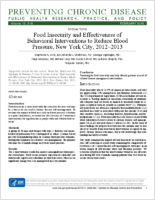 Food Insecurity and Effectiveness of Behavioral Interventions to Reduce Blood Pressure New York City 20122013