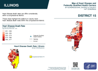 IL Congressional District 15 Heart Disease and Federally Qualified Health Centers Map 119th Congress
