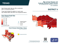 TX Congressional District 04 Heart Disease and Federally Qualified Health Centers Map 119th Congress
