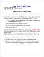 Safety Advisory for First Responders Friday September 14 2001 1519 EDT 0319 PM EDT